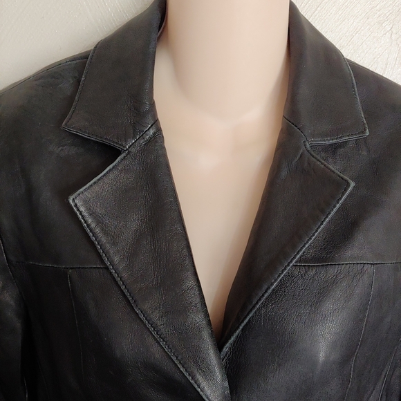 Wilsons Leather Pelle Studio Black Button Front Leather Jacket Size Women's Smal - Picture 4 of 16